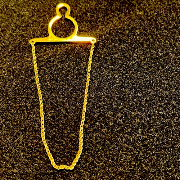 14K gold Button holder with chain - Picture 2 of 3